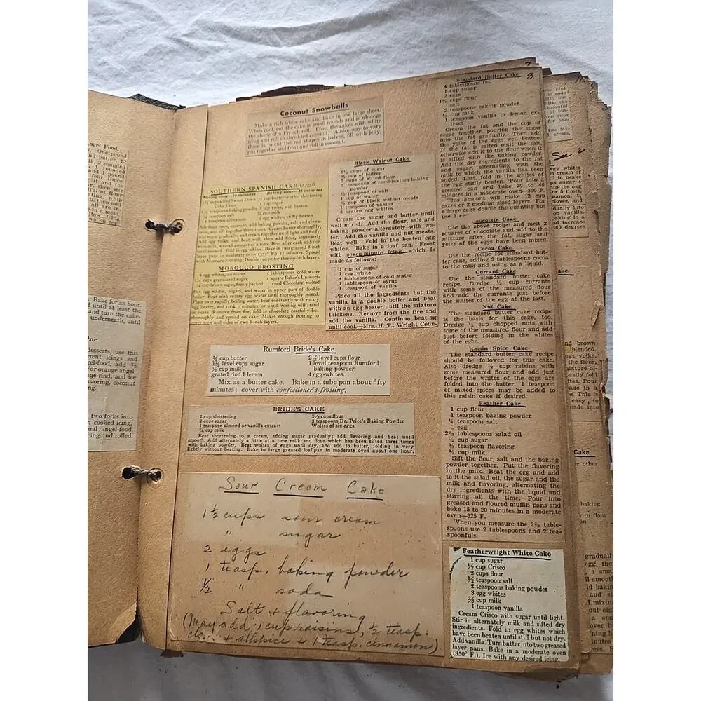 Vtg‎ String-Bound Scrapbook Clippings Cut-Out Handwritten Ephemera Recipe Book